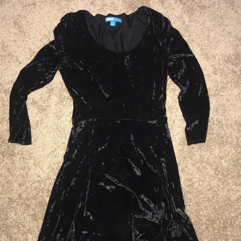 black suede long sleeved dress
